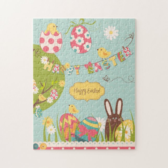 Quebra-cabeça Páscoa grande ajustada com coelho bonito do (Vertical)