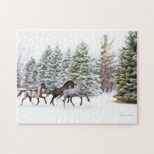 Quebra-cabeça Passando pela neve - Três cavalos