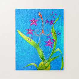Quebra-cabeça Passarinho de Orquídea Bonito 