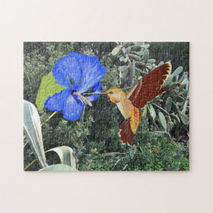 Quebra-cabeça Pássaro-do-sol e Hibiscus azul