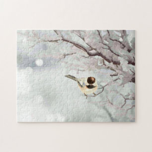Quebra-cabeça Pássaro Frango de Árvore Fresco de Inverno