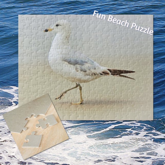 Quebra-cabeça Pássaro Gaivota Caminhando na Praia Puzzle (Criador carregado)