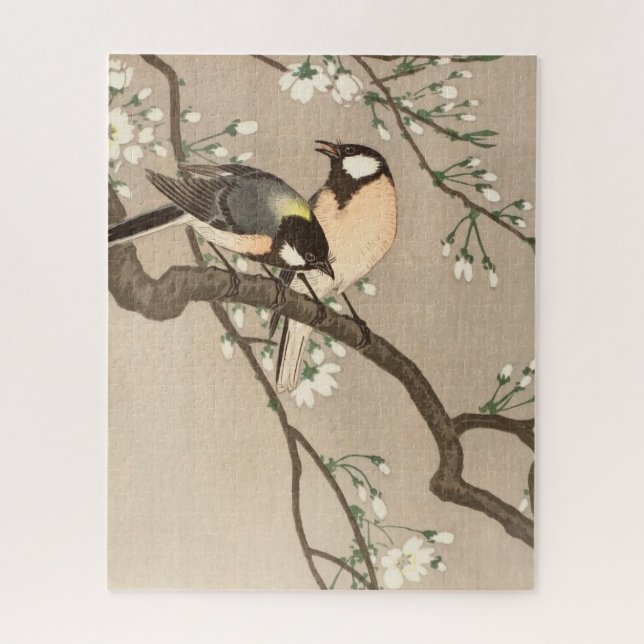 Quebra-cabeça Pássaro Japonês Asiático Ohara Koson Chapim Pássar (Vertical)