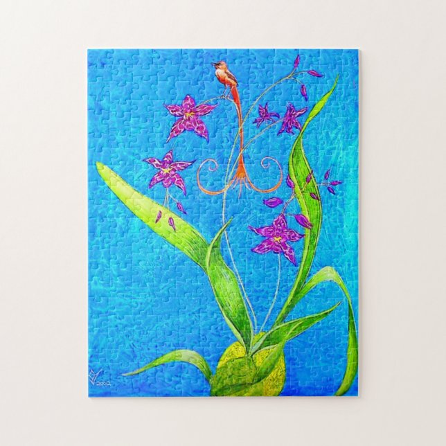 Quebra-cabeça Pássaro Orquídeo bonito (Vertical)