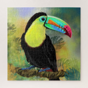 Quebra-cabeça Pássaro Toco Tropical Exótico - Pintura Migrada