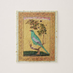 Quebra-cabeça Pássaro verde, Mughal (gouache no papel)