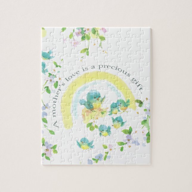 Quebra-cabeça Pássaros dias de as mães Azuis Com Amor (Vertical)