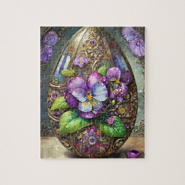 Quebra-cabeça Pássaros Sanguinados Violetas Flores Selvagens Ovo (Vertical)