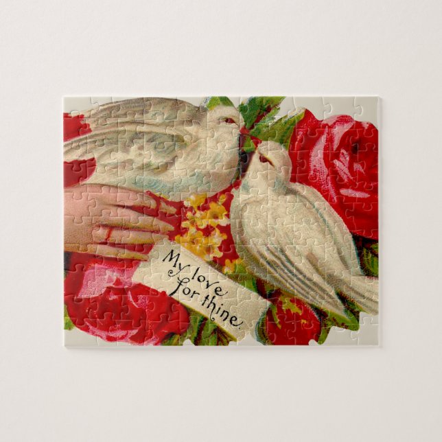 Quebra-cabeça Pássaros Vintage Amor Vitoriano Pombo Arte Clássic (Horizontal)