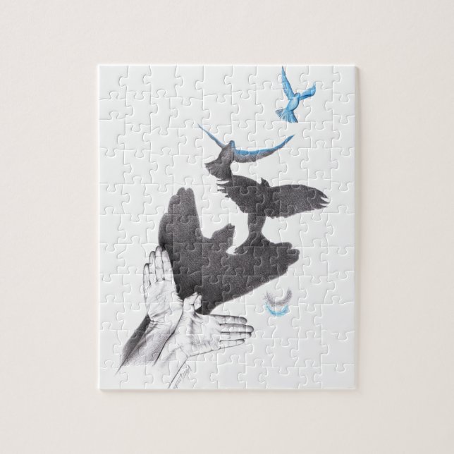 Quebra-cabeça Pássaros voadores de sombra manual Ilusões Arte su (Vertical)