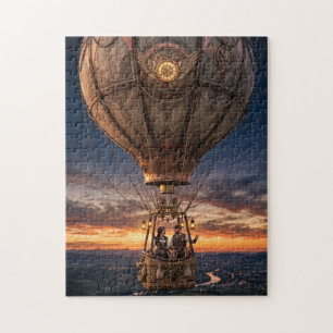 Quebra-cabeça Passeio de balão de ar quente Steampunk ao crepúsc
