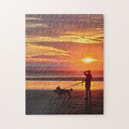 Quebra-cabeça Passeio de Cachorro ao Pôr do Sol Puzzle