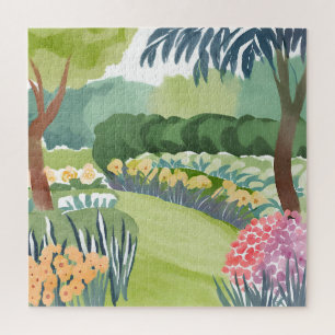 Quebra-cabeça Passeio pelo Jardim de Flores   Aquarela Floral da