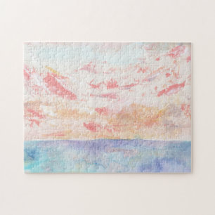 Quebra-cabeça Pasta de aquarela de pôr do sol de praia