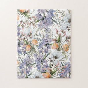 Quebra-cabeça Pastel botânico cor flor silvestre flor de verão