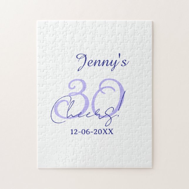 Quebra-cabeça Pastel cheers 30th birthday purple elegant name da (Vertical)