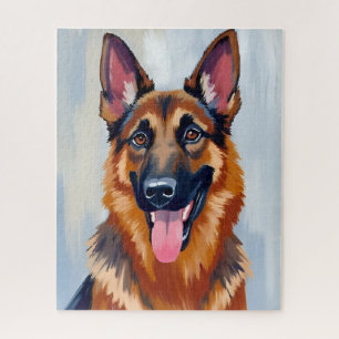 Quebra-cabeça Pastor Alemão   Aquarela de Cachorro Pet