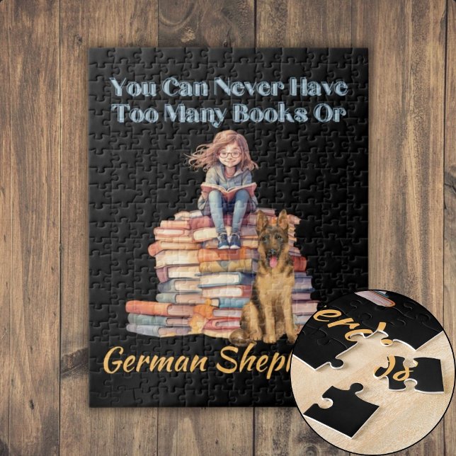 Quebra-cabeça Pastor Alemão Muitos Livros (Too Many Books German Shepherd Jigsaw Puzzle)