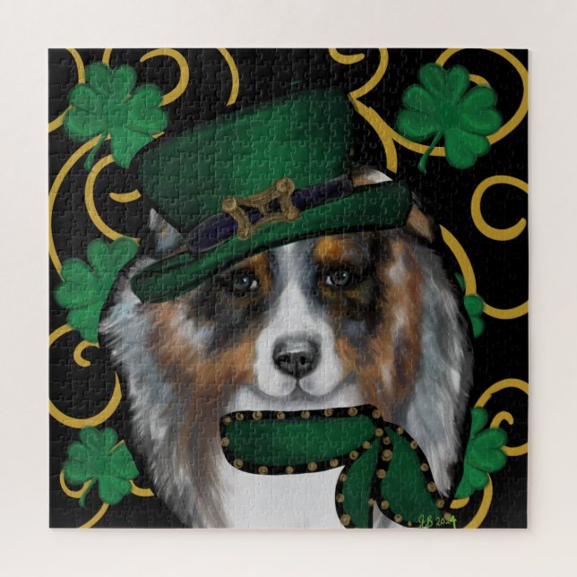 Quebra-cabeça Pastor Australiano St. Patty (Vertical)