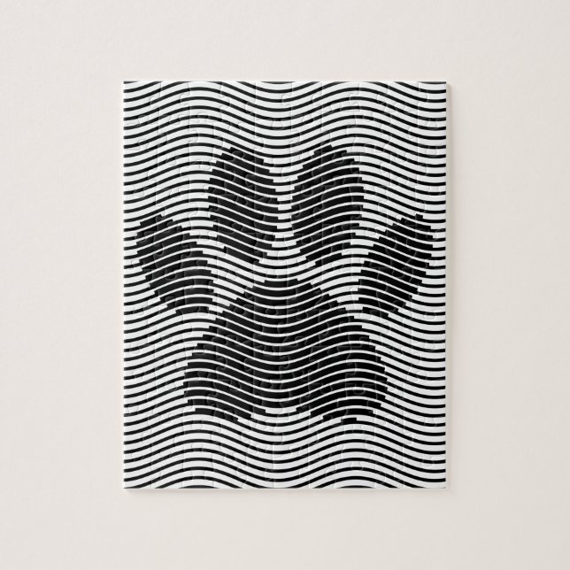 Quebra-cabeça Pata De Cães Impressa Em Ondas Pretas E Brancas (Vertical)