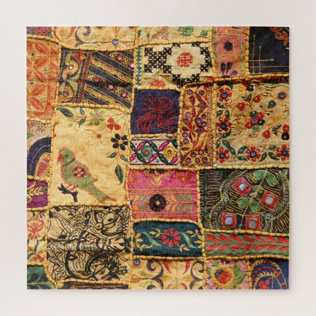 Quebra-cabeça Patchwork da Índia: Hampi Market Cloth. (Vertical)