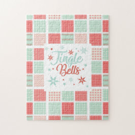 Quebra-cabeça Patchwork Jingle Bells Red Green Pastel Natal