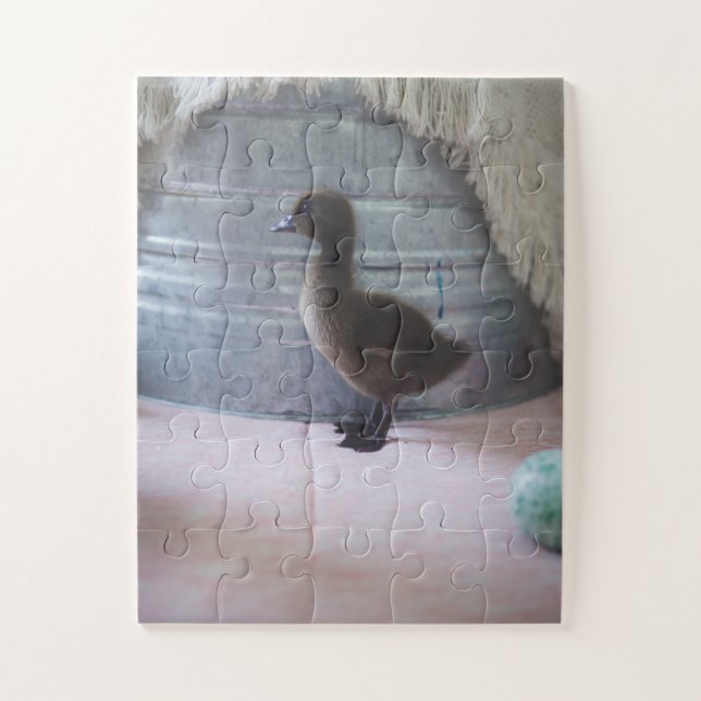 Quebra-cabeça Pato-bebê castanho-escuro (Vertical)