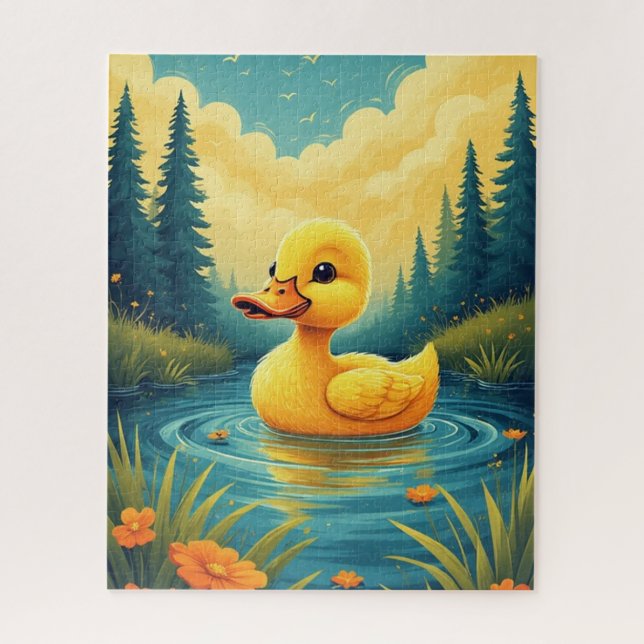 Quebra-cabeça Pato de Bebê Nadando (Vertical)