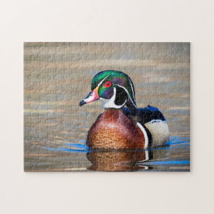 Quebra-cabeça Pato de madeira num lago