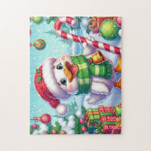 Quebra-cabeça Pato de Natal bonito e colorido