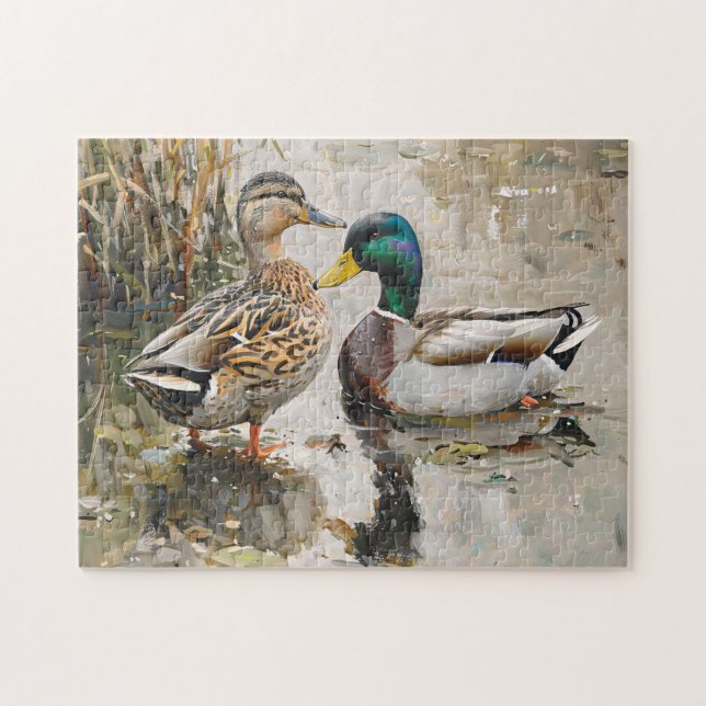 Quebra-cabeça Pato e Mallard Wildlife Painting (Horizontal)