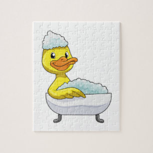 Quebra-cabeça Pato no banho com banheira e espuma