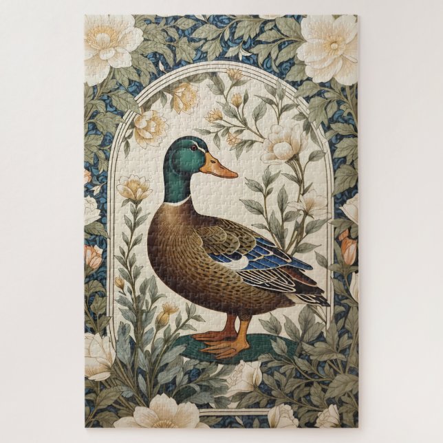 Quebra-cabeça Pato-real Elegante Inspirado em William Morris (Vertical)