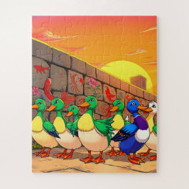 Quebra-cabeça Patos a percorrer um caminho infantil