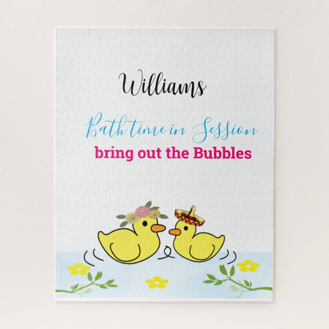 Quebra-cabeça Patos Amarelos Tempo de Banho Floral (Vertical)