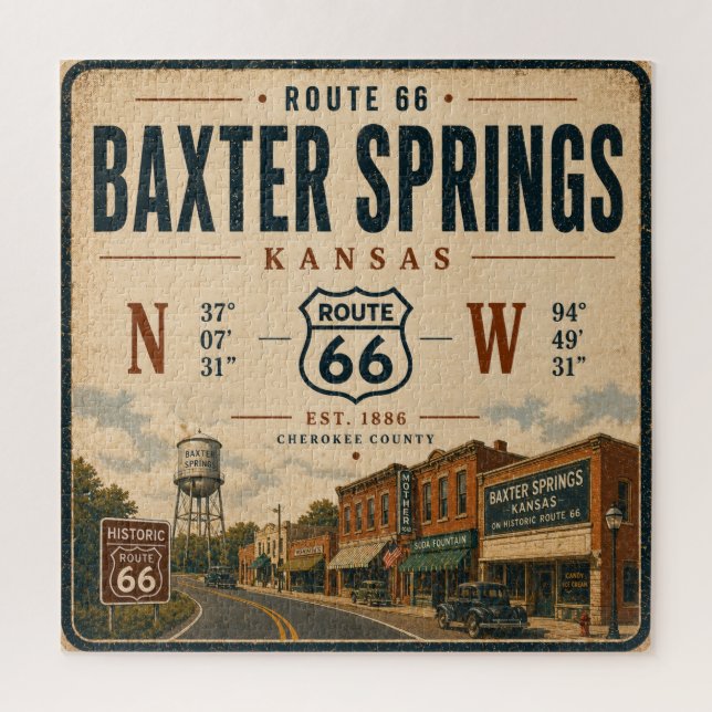 Quebra-cabeça Patrimônio Histórico da Rota 66 no Kansas (Vertical)
