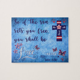 Quebra-cabeça Patriótica Red White e Liberdade Cristã Azul