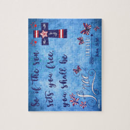 Quebra-cabeça Patriótica Red White e Liberdade Cristã Azul