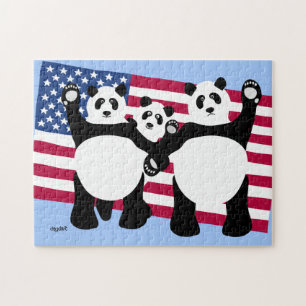 Quebra-cabeça Patriótico de Ursos Panda