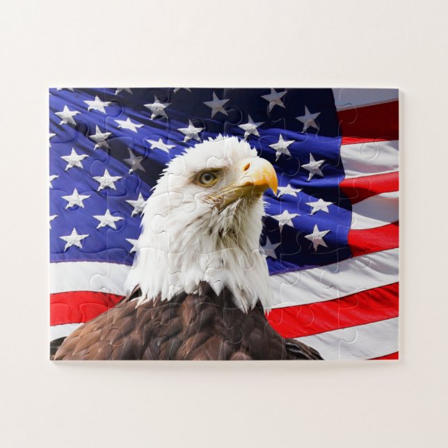 QUEBRA-CABEÇA PATRÓTICO ÁGUIA BANDEIRA AMERICANA (Horizontal)