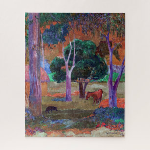 Quebra-cabeça Paul Gauguin - Paisagem com um Porco e um Cavalo