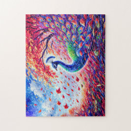 Quebra-cabeça Pavão abstrato no outono Tempestade em óleo colori