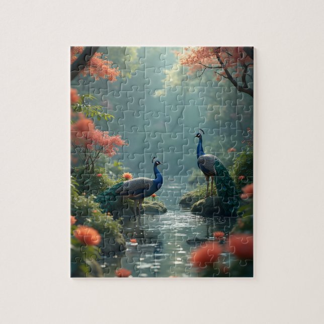 Quebra-cabeça pavões no paraíso (Vertical)