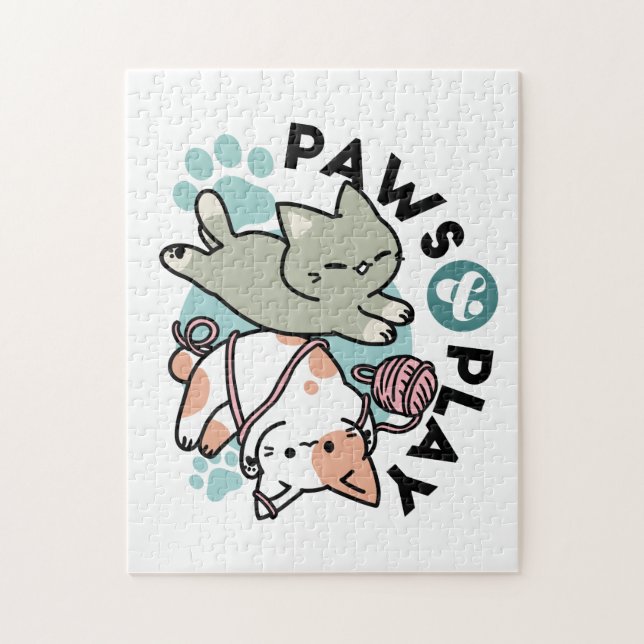 Quebra-cabeça Paws and Play – Adorable Cat Illustration (Vertical)
