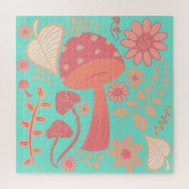 Quebra-cabeça Peach Fuzz Cor do ano dos cogumelos floral