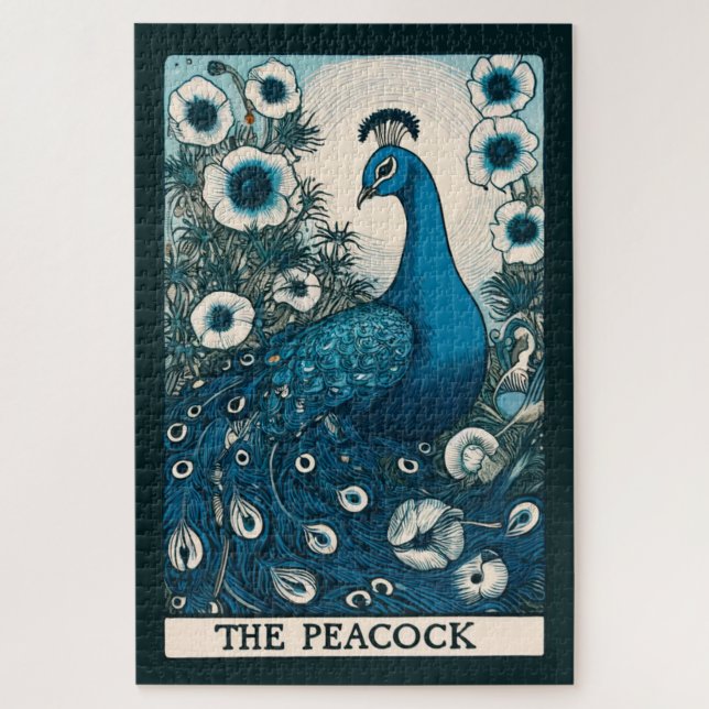 Quebra-cabeça Peacock Tarot Art pacifica Teal Art (Vertical)