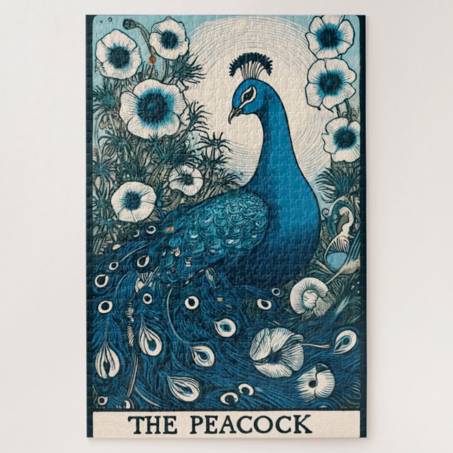Quebra-cabeça Peacock Tarot Art pacifica Teal Art (Vertical)