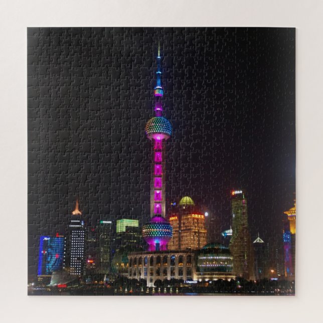 Quebra-cabeça Pearl Tower - Xangai, China - 20x20 - 676 pc (Vertical)
