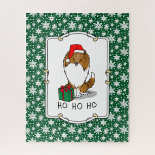 Quebra-cabeça Pecuária de Natal Santa Hat Shetland (sable)