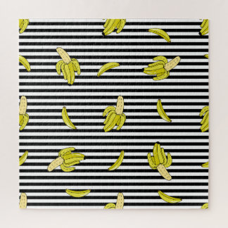 Quebra-cabeça Pedaços de bananas de cartoon: estilo retrô.